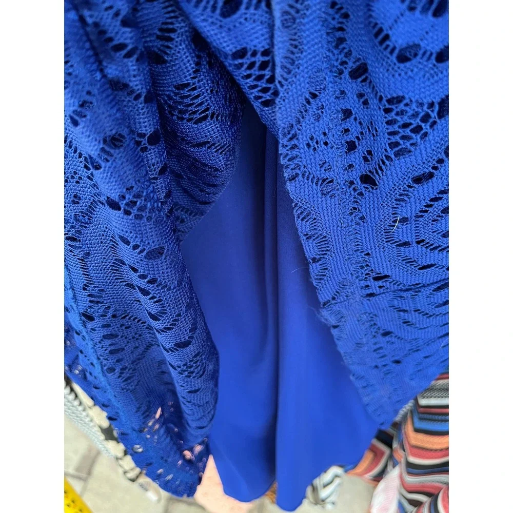 Enfocus Studio Katie Blue Lace Sleeveless Fit Flare Cocktail Dress Sz 8 - Picture 6 of 8